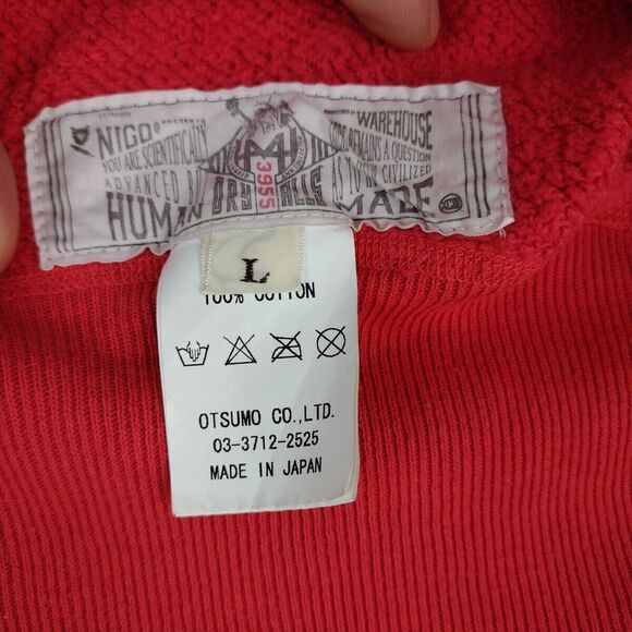 Human Made Japan Mens Jumper Large L Dry Alls Bear Red Pullover Sweatshirt - Picture 3 of 7